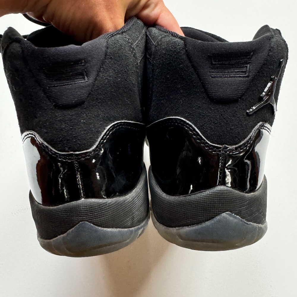 Jordan 11 Retro Cap and Gown All Black Sneakers Shoes Size 7Y - Picture 10 of 16